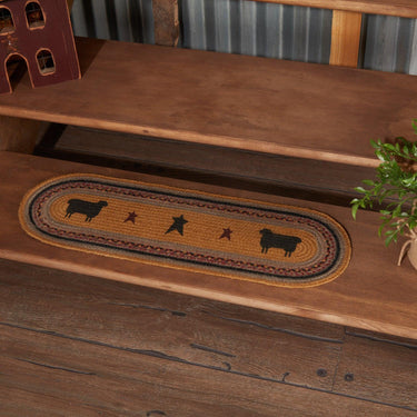 Heritage Farms Sheep Jute Stair Tread Oval Latex 8.5x27 VHC Brands - The Fox Decor